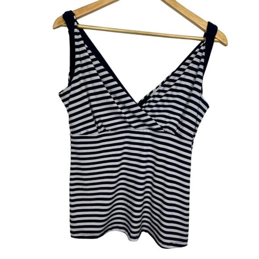 Vintage Nautical Blue White Striped Babydoll Twist Strap Tank‎ Top Medium